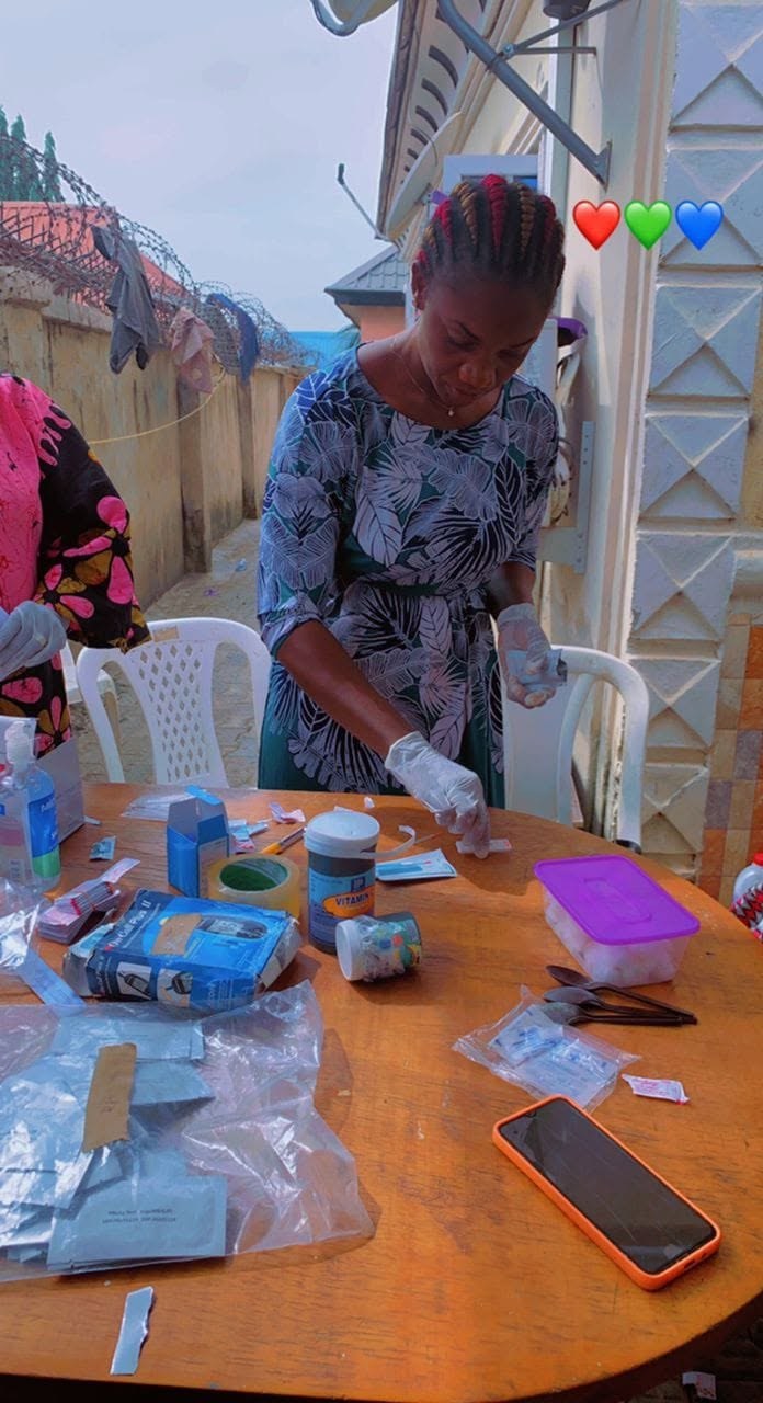 Volunteer preparing medical materials